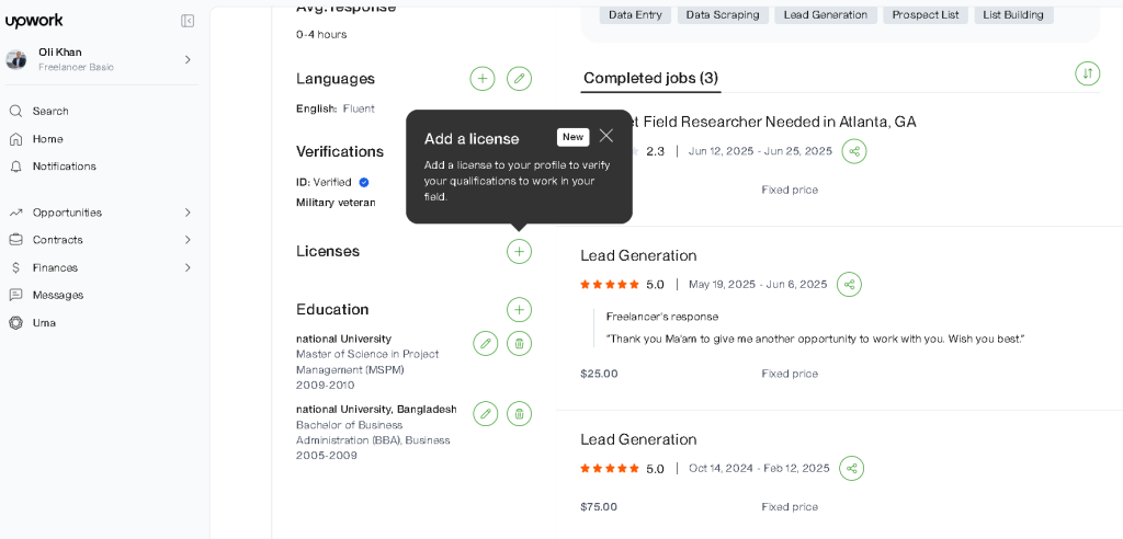 Upwork client review for OMAR IT
